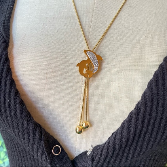GOLD/ SILVER Dolphin 🐬 Eternity Lariat Necklace - Picture 7 of 11